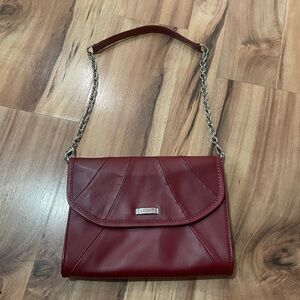Grace Adele Rue Red Leather Convertible Clutch Shoulder Bag